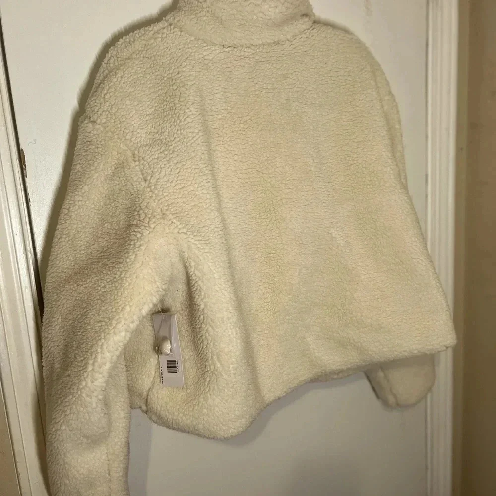 Just Fab faux shearling wrap jacket new with the tag bone white XXL - Picture 10 of 16